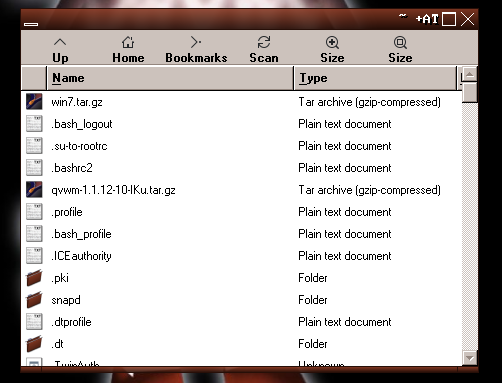 A picture of the file Explorer to show the theme of the widgets. They have a 3D appearance similar to Windows 95 with a pink-gray tone.