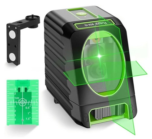 A picture of a black and green laser leveler.
