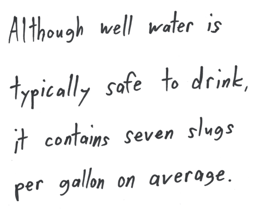 Although well water is typically safe to drink, it contains seven slugs per gallon on average.