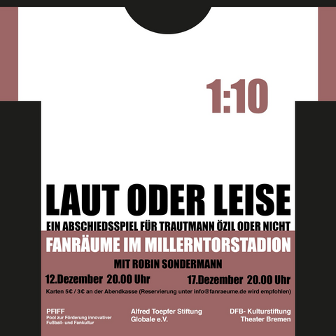 Flyer zur Veranstaltung „Laut oder Leise“ in den Fanräumen am 12. und 17. Dezember je um 20:00 Uhr