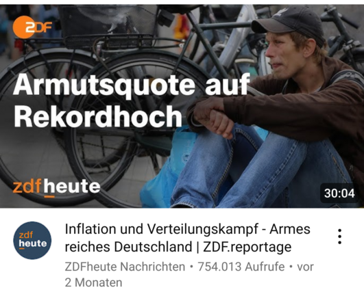 Screenshot ZDF "Armutsquote auf Rekordhoch" 2024