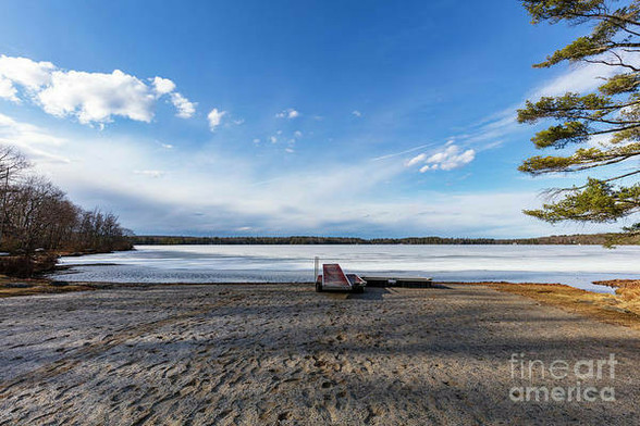 color  photograph on a glorious day with a blue sky, puffy white clouds. Twin Lakes, Shohola PA
