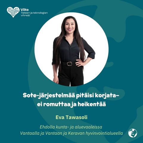 Sote-järjestelmää pitäisi korjata- ei romuttaa ja heikentää

Eva Tawasoli

Ehdolla kunta- ja aluevaaleissa Vantaalla ja Vantaan ja Keravan hyvinvointialueella
