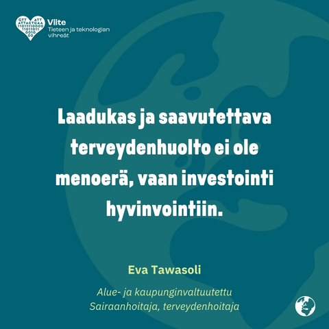 Laadukas ja saavutettava terveydenhuolto ei ole menoerä, vaan investointi hyvinvointiin.

Eva Tawasoli

Alue- ja kaupunginvaltuutettu, Sairaanhoitaja, terveydenhoitaja