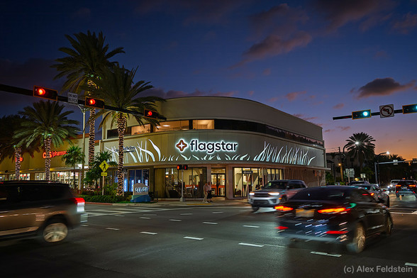 Corner in Surfside, Florida at night