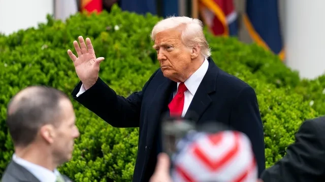 President Trump waves following an event to sign executive orders regarding reciprocal tariffs in the Rose Garden of the White House in Washington, D.C., on Wednesday, April 2, 2025.