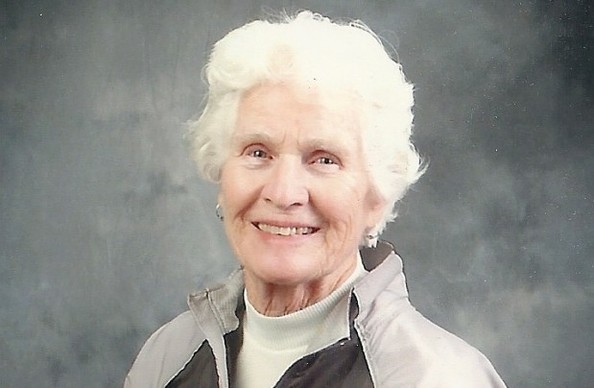 studio photo of  Frances Phipps in more recent times. She is a white woman with white hair.