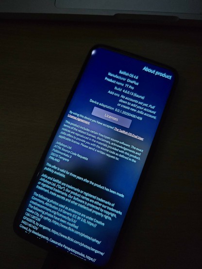OnePlus 7T Pro (hotdog) running a port of Sailfish OS 4.6