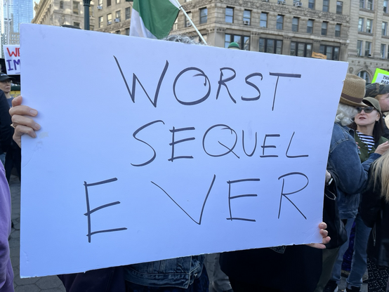 A sign that says “Worst sequel ever”