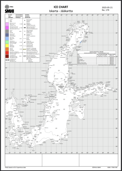 Itämeren jääkartta, 
johon viimeiset jäät on merkitty Kalajoen edustalle

>> https://cdn.fmi.fi/marine-observations/products/ice-charts/20250521-full-color-ice-chart.pdf