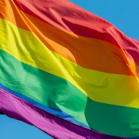 A rainbow pride flag.
