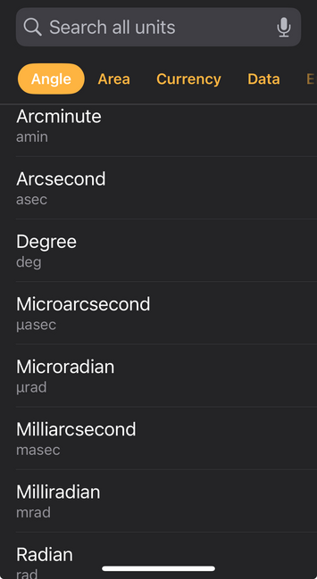 Calculator pop-up menu.