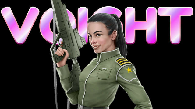 Image by yerlik_z.

Commander Ellen Voight, second-in-command of the HDR Liberator.

Voight is a slight woman in her early thirties with long black hair tied back in a ponytail. Her good-humoured nature shows through her smile as she holds aloft and assault rifle, her other hand on her hip, as if modelling the gun in a casual manner.

She wears the Human Democratic Republic uniform, a green tunic with white trim, fastened to the left hand side of the body.