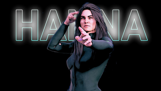 Image by Mdw_jason.

Lieutenant Commander Hanna Ilyas is a woman in her mid-thirties with long black hair  and olive skin and almond eyes.

One hand reaches towards the camera, whilst the other is raised with two fingers touching her temple.

She wears a black bodysuit intended for covert operations.