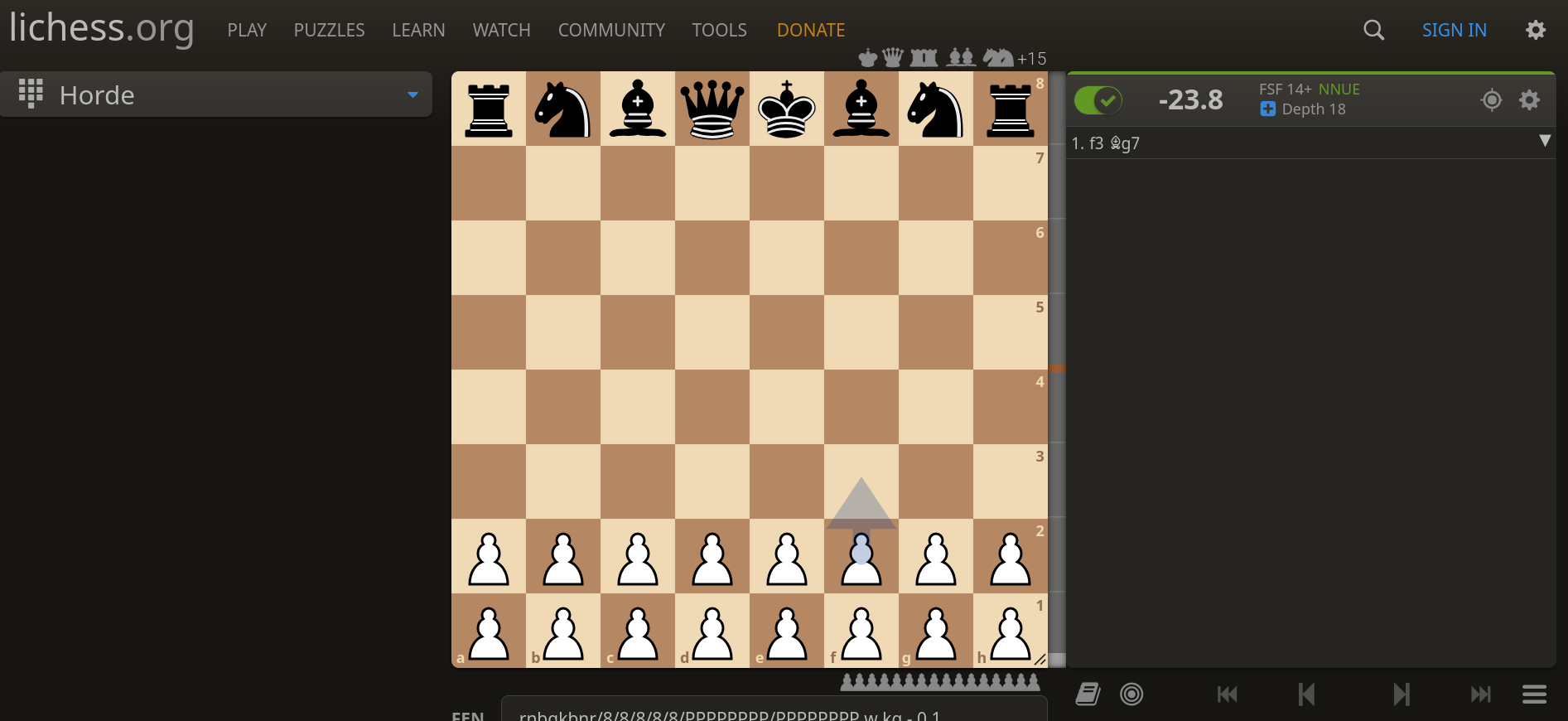 Now it's like the position in the original post. Removing the front 20 white pawns (there are now 16 in the starting positions) changes the eval, it's now -23, so massively in favor of the big pieces which black here.