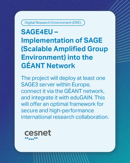 "SAGE4EU – Implementation of SAGE (Scalable Amplified Group Environment) into the GÉANT Network" Project