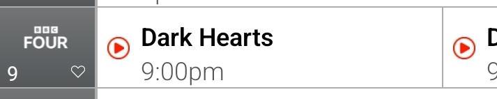Screenshot of the BBC4 offer at 9.00, 'Dark Hearts'.