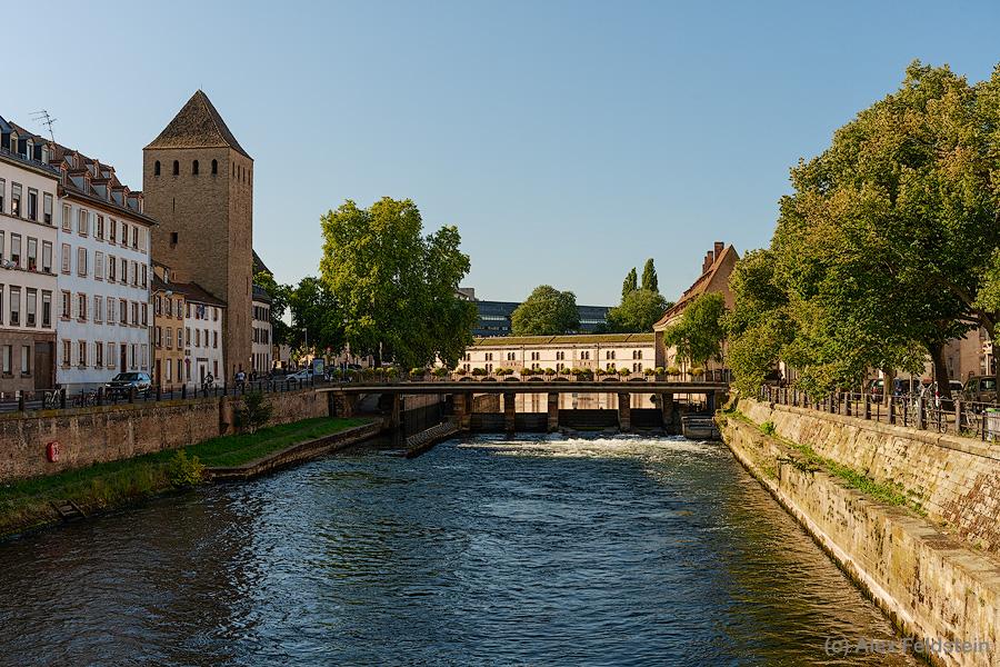 Canal in Strasbourg
France 
on a blue sky day