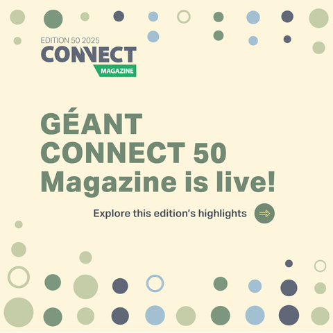 GÉANT CONNECT Magazine edition 50 carousel - front cover saying "GÉANT CONNECT 50 Magazine is live!"
