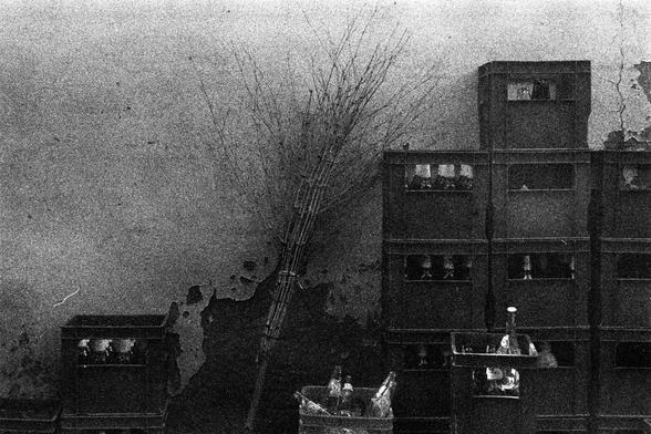 ORWO P400 (FF)

English Alt Text:
A black-and-white image of stacked plastic crates, some filled with glass bottles, against a cracked and peeling wall. A bundle of long, thin sticks leans nearby, possibly used for cleaning. The setting appears to be a storage area or backroom. The grainy texture and worn surfaces suggest age and utility, with a contrast between industrial materials and organic elements.

中文替代文字：
这是一张黑白照片，画面中塑料箱堆叠在一起，有些箱子里装着玻璃瓶，背景是一面有裂痕和剥落油漆的墙。旁边靠着一束细长的木棍，可能用于清洁。场景看似是商店或餐厅的储物间。…