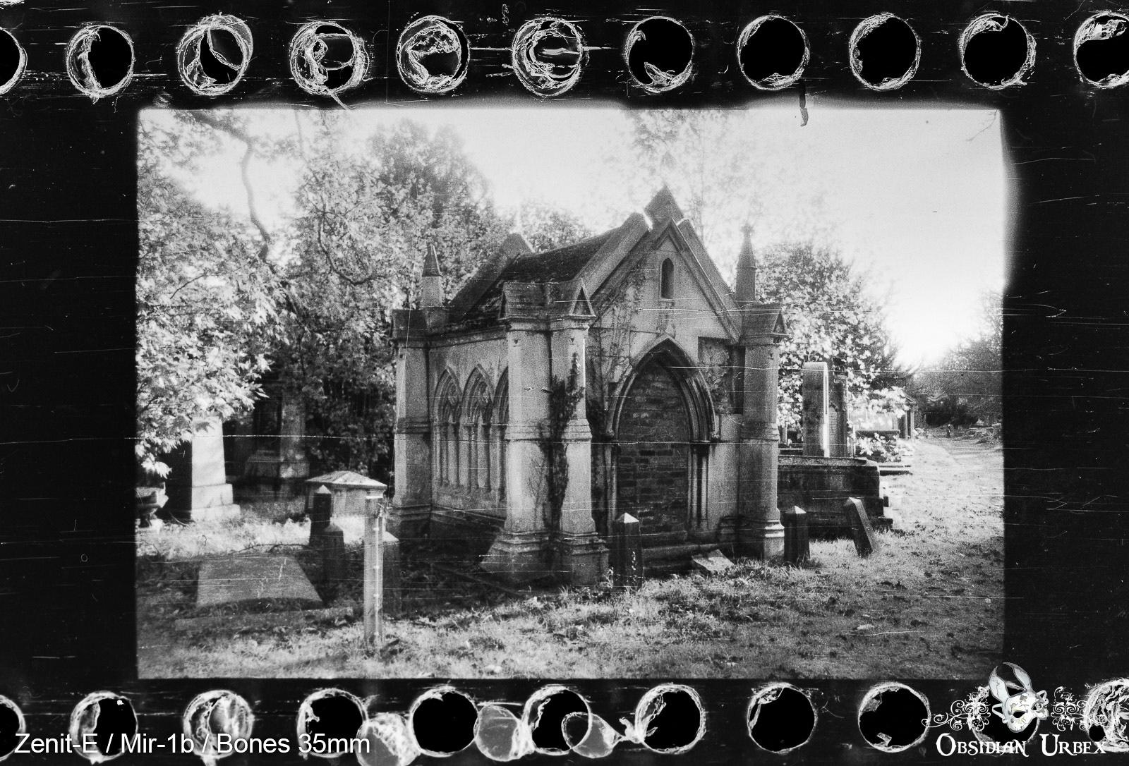 old vault in graveyard, the door is bricked up