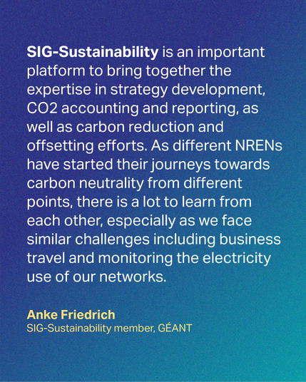 Special Interest Group on Sustainability (SIG-Sustainability) formed within the GÉANT Community Programme (GCP)