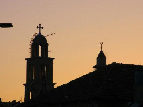 Church and Mosque, Ramallah – iconic image of Palestinian convivencia.
Photo I took in 2013.