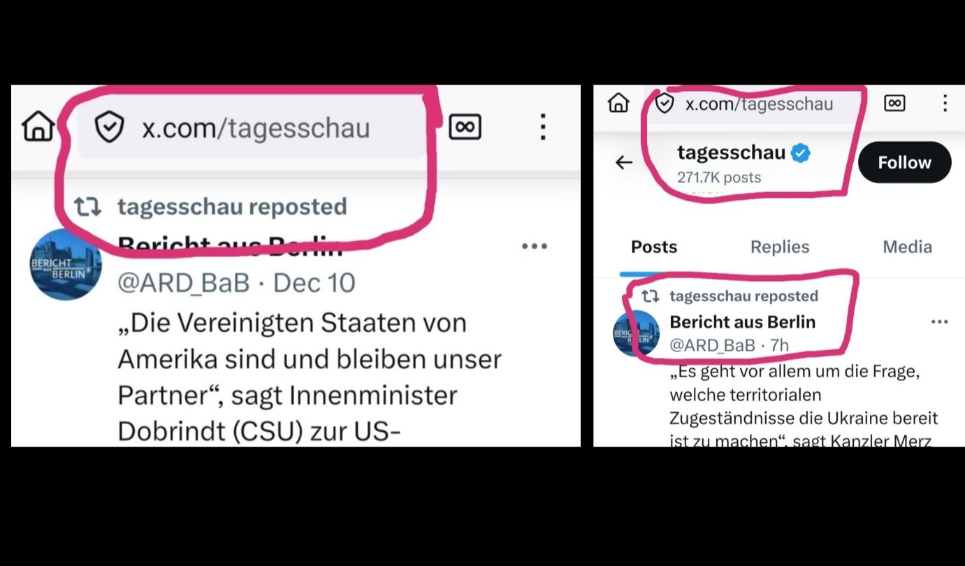 Aktuelle Politik-Posts und -Tetweets auf dem X-account der Tagesschau. 