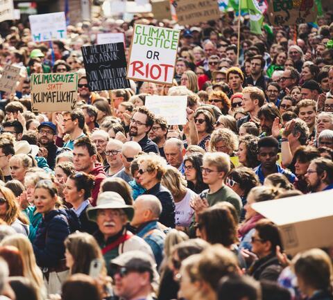 People at a protest about climate change