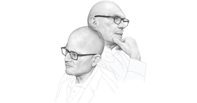 pencil drawing of two men