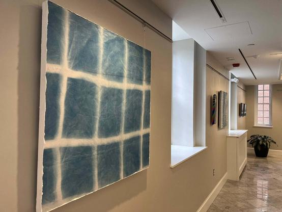 A cyanotype on display