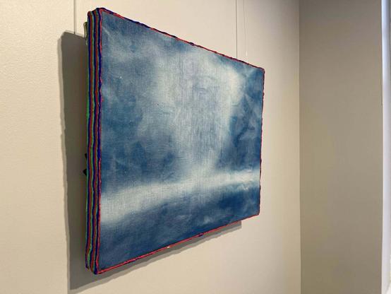 A cyanotype on display
