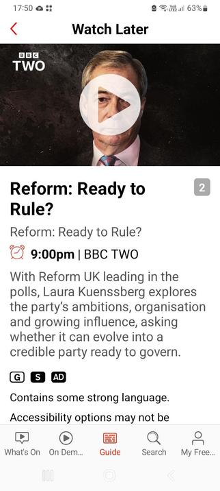 BBC programme tonight
"Reform: Ready to Rule?"
Kuennsberg