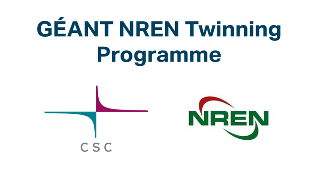 The GÉANT NREN Twinning Programme banner with CSC (Finland) and NREN (Nepal) brand logos