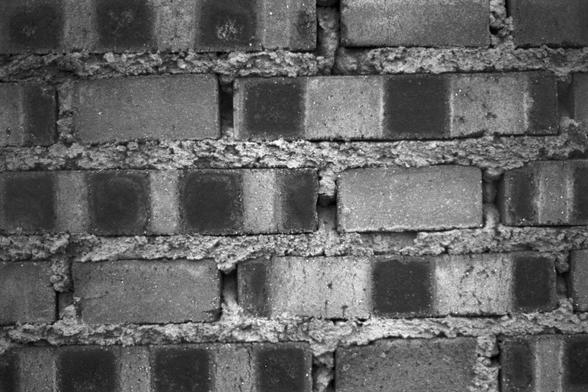 Ilford FP4 Plus 125 (FF)

English

A black-and-white close-up of a weathered brick wall. The bricks are arranged in a staggered pattern, with visible signs of wear and mortar between them. Some bricks show cracks and chipping, and the mortar appears aged and crumbling in places, giving the wall a rustic, textured appearance.

中文

一张黑白特写照片，拍摄的是一面风化的砖墙。砖块以错位方式排列，砖缝间的灰浆清晰可见。部分砖块出现裂纹和破损，灰浆在某些地方显得老化、松散，使整面墙呈现出质朴、富有质感的外观。