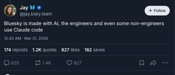 Bsky is made with AI says their former CEO