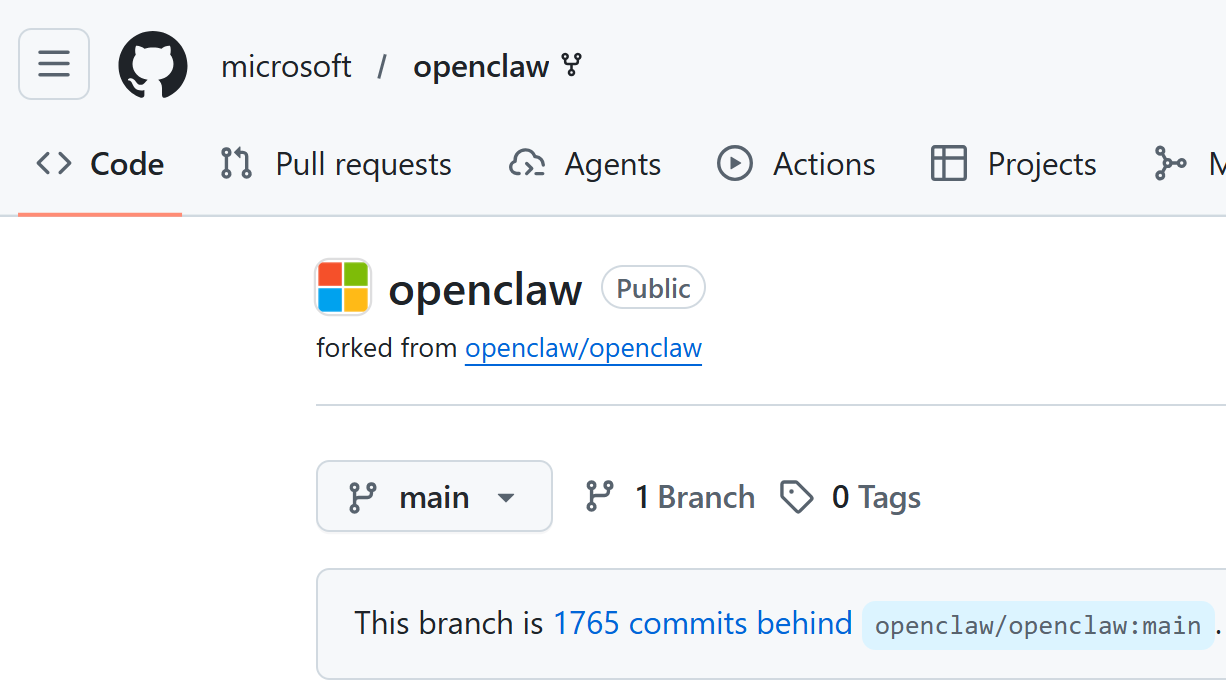 Microsoft / Openclaw repo on GitHub