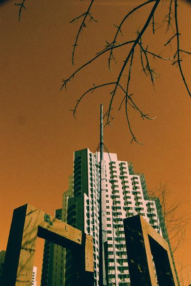 Harman Switch Azure (FF)

English
A cityscape with an orange-tinted sky. The foreground features bare tree branches. In the background, there is a tall, white residential building with numerous windows and balconies. The building is partially obscured by the branches.
中文
一幅城市景观，天空呈现橙色色调。前景是光秃秃的树枝。背景中是一栋高层白色住宅楼，有很多窗户和阳台。建筑部分被树枝遮挡。