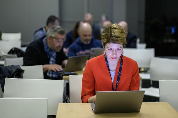 woman working on her laptop