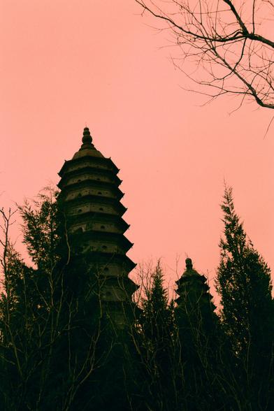 Harman Switch Azure (FF)

English
Two multi-tiered pagoda stands prominently against a soft orange-pink sky. The pagoda is surrounded by a mix of bare and evergreen trees, creating a layered silhouette effect. The scene is tranquil and slightly misty.
中文
两座多层宝塔矗立在柔和的橙粉色天空下。宝塔被光秃秃的树木和常绿树包围，形成了分层的剪影效果。场景宁静，略带薄雾。