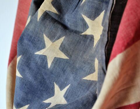 A faded American flag