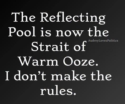 The reflecting pool is now the Strait of Warm Ooze.
I don’t make the rules.