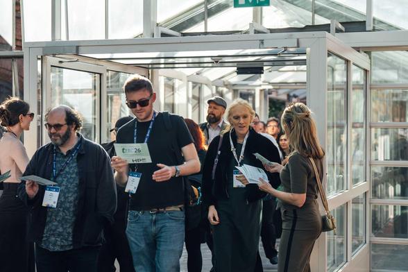 people entering a venue