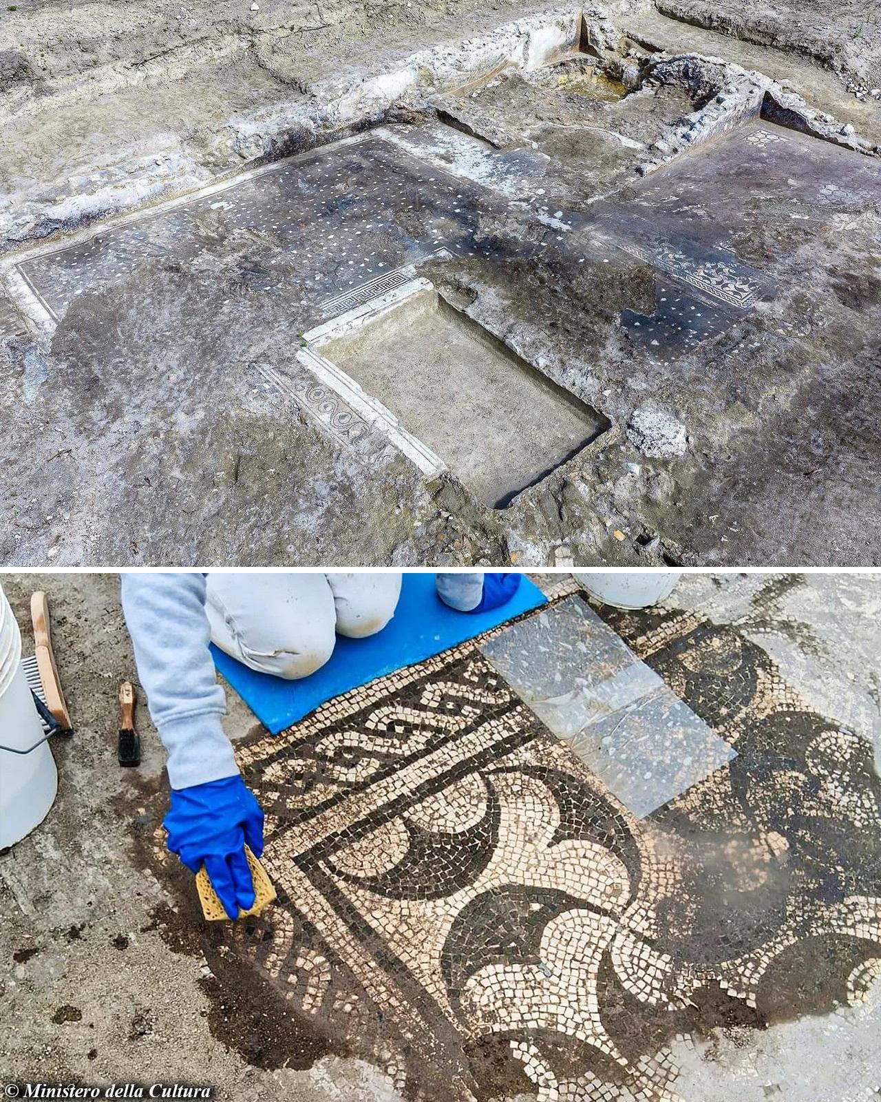 Roman villa with mosaics and marble statue found near estate linked to Hadrian and Antoninus Pius