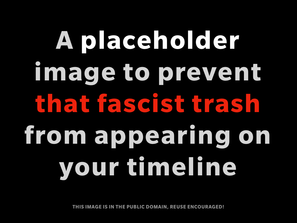 A text image that is used to cover up an image of the fascist in the White House.