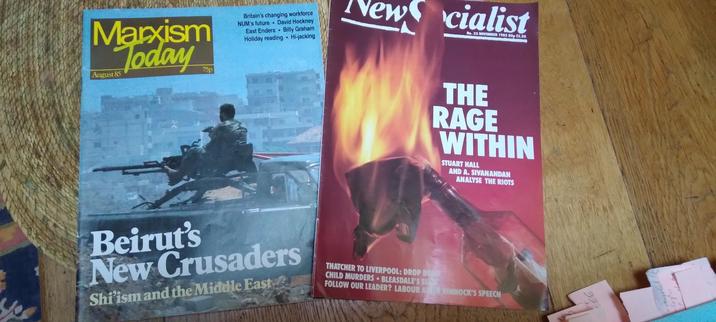 Covers from Marxism Today and New Socialist, both 1985.