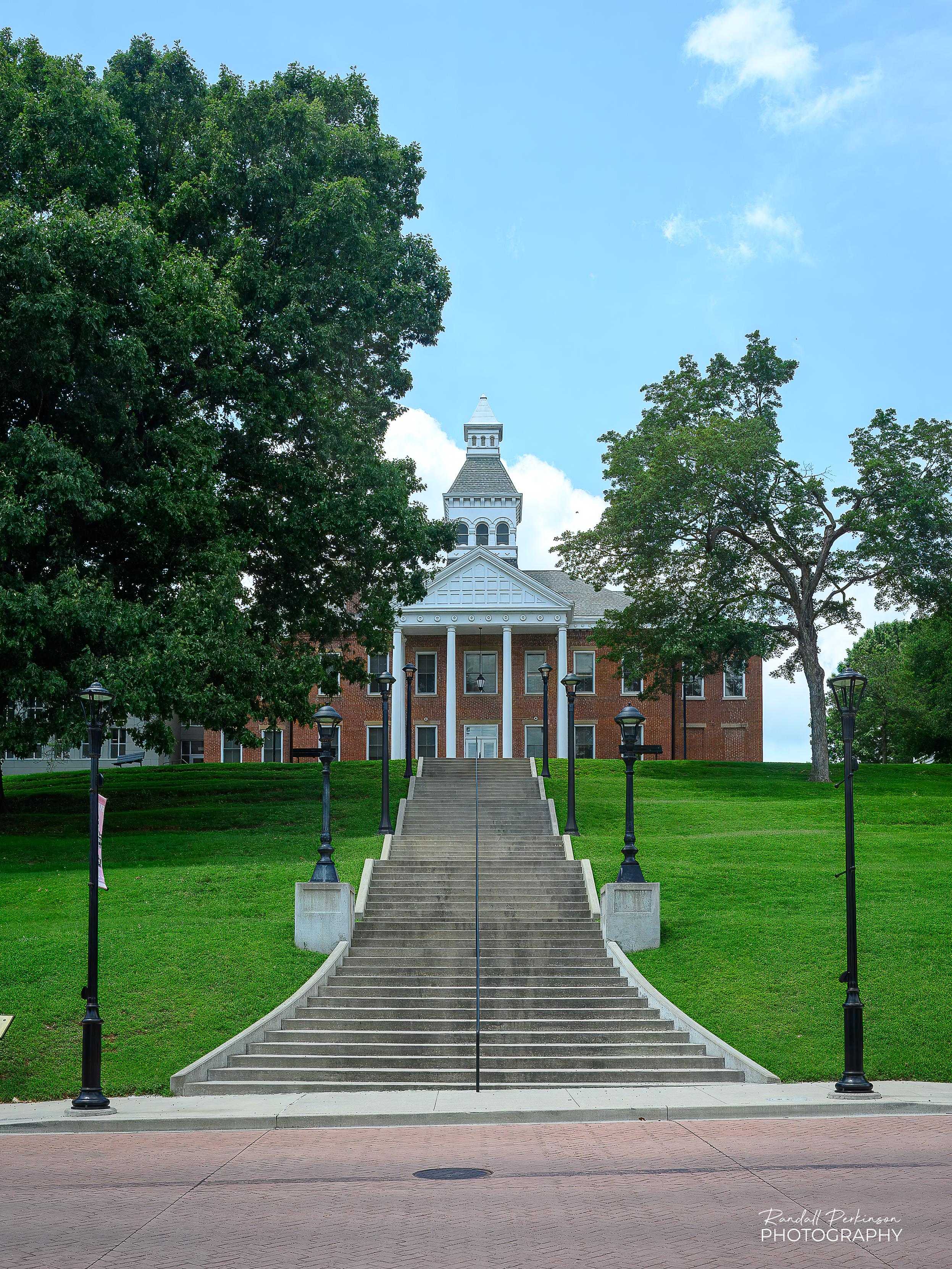 Looking up the stairs toward the Cape Girardeau City Hall building from Spanish Street.  Those stairs look like a workout.