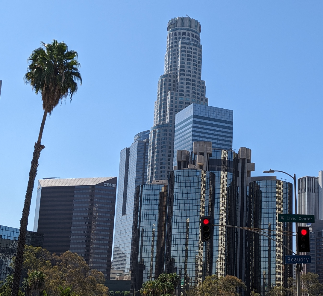 Some of the LA skyline in its mirrored glory