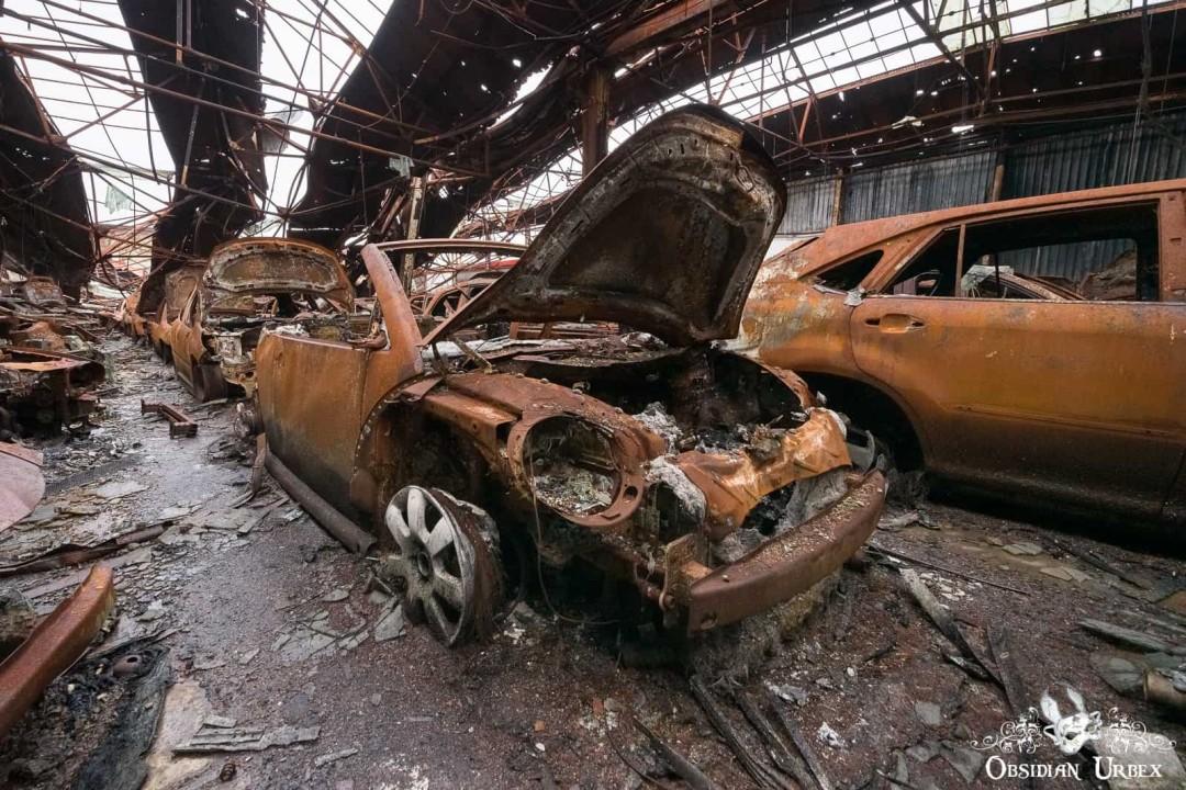 Burnt out VW Beetle