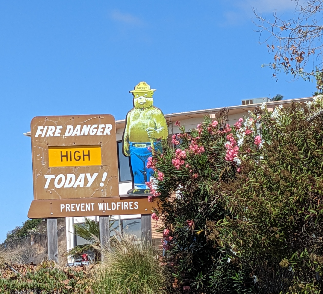 Smoky Bear sign says fire danger is high